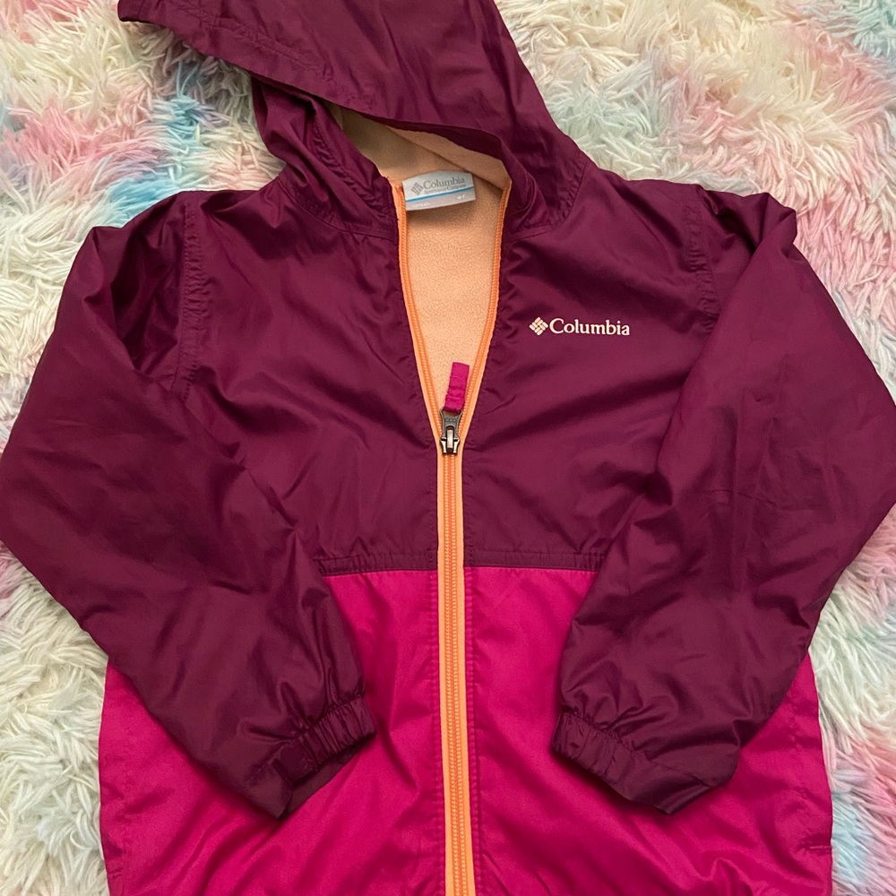Toddler girl Columbia fleece lined jacket & Columbia rain jacket combo